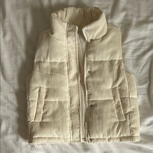 Francesca's Collections Cream Corduroy Vest